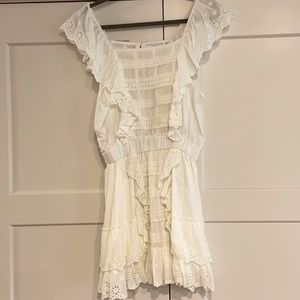 White textured floral dress